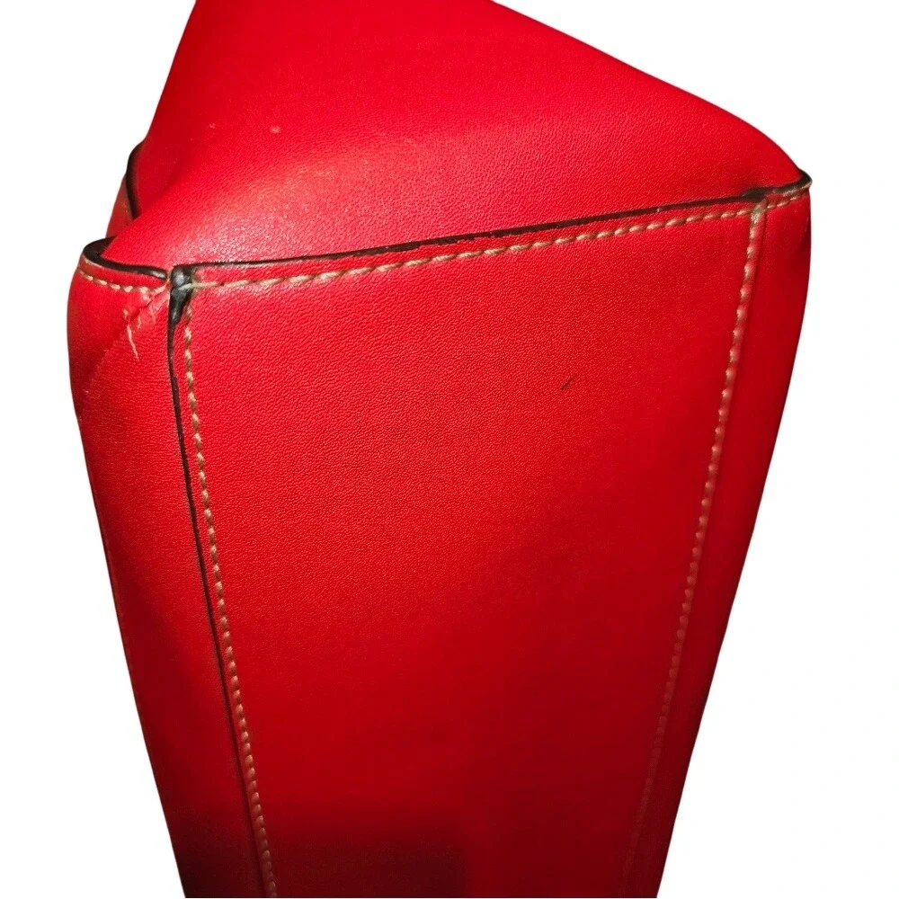 Anne Klein Red Satchel Shoulder Bag with Crossbody Strap Gold Hardware